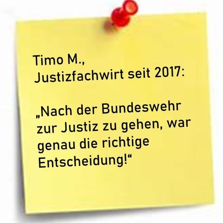 Statement Timo M.: Nach der Bundeswehr zur Justiz zu gehen, war genau die richtige Entscheidung.